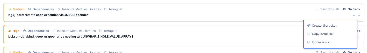 Security and risk management finding ignore
