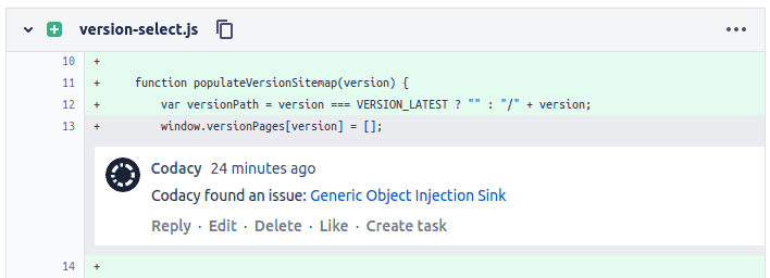 Pull request comment on Bitbucket